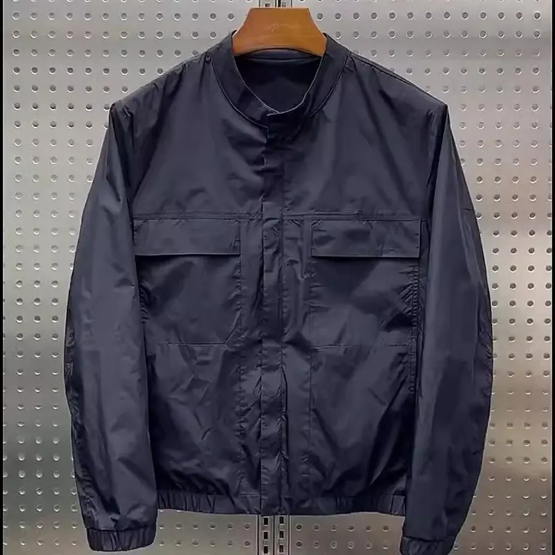Herren Modische Utility-Jacke mit hochschließendem Kragen Drune