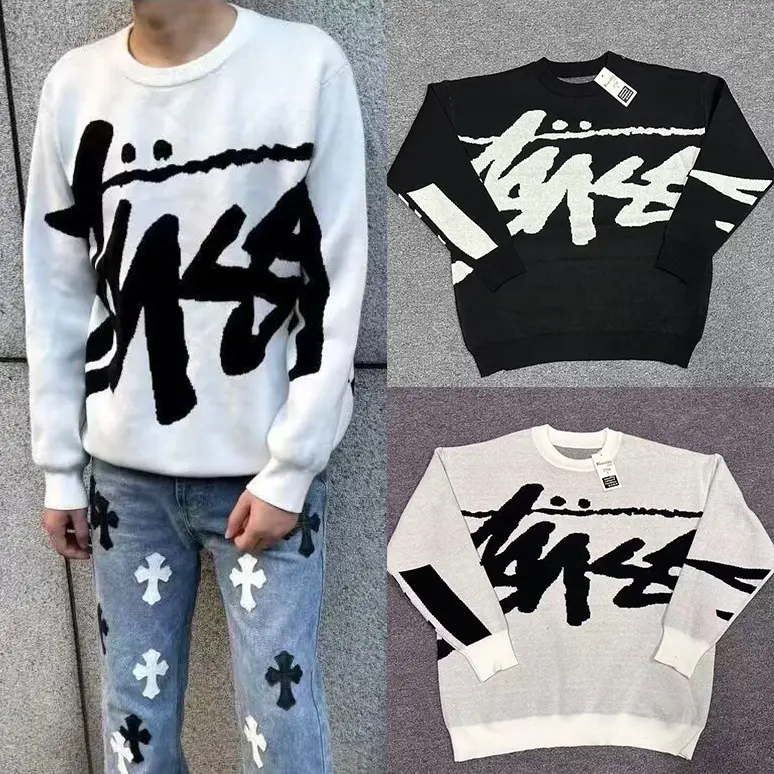 Herren Modischer Grobstrickpullover mit grafischem Design Drune