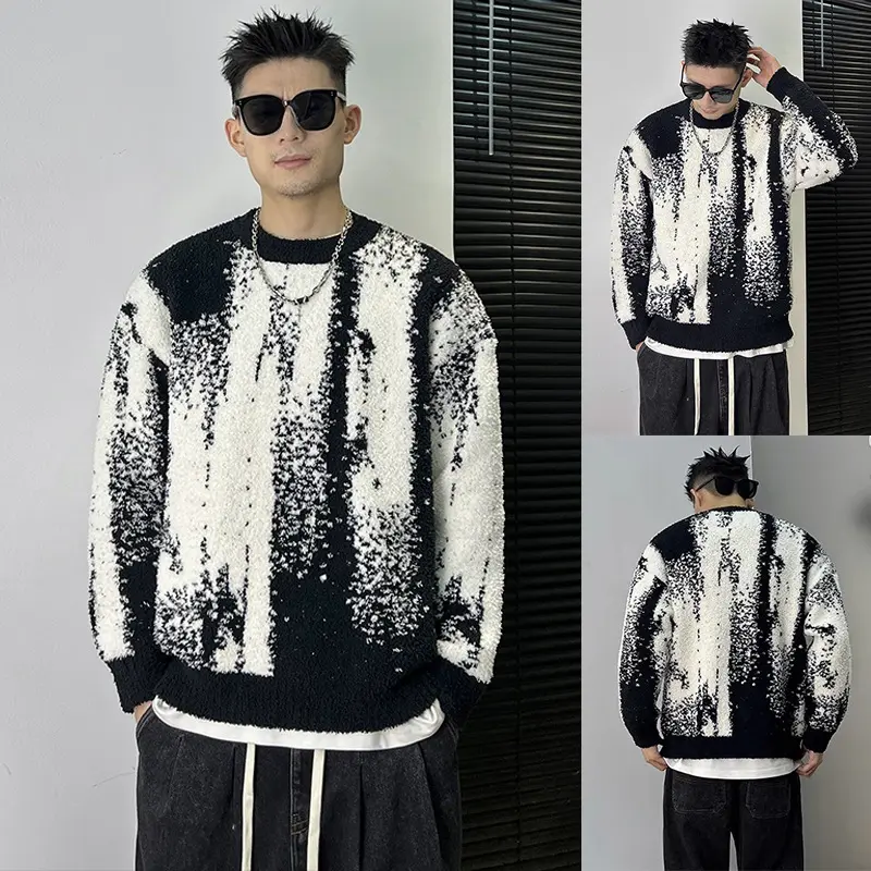 Herren Modischer Grobstrickpullover mit grafischem Muster Drune