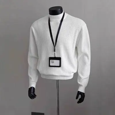 Herren Modischer Grobstrickpullover mit Stehkragen Drune