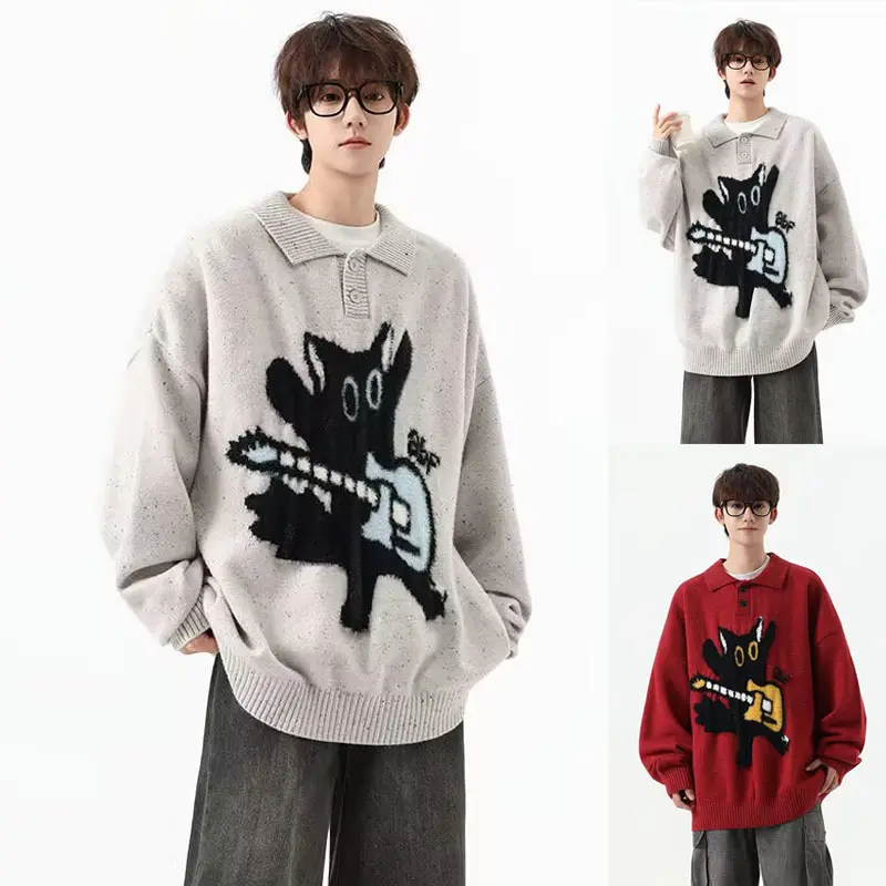 Herren Modischer Pullover mit Kunstmotiv Drune