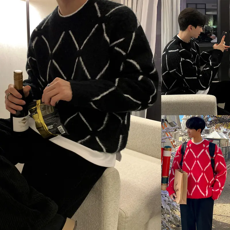 Herren Modischer Strickpullover mit geometrischem Muster Drune