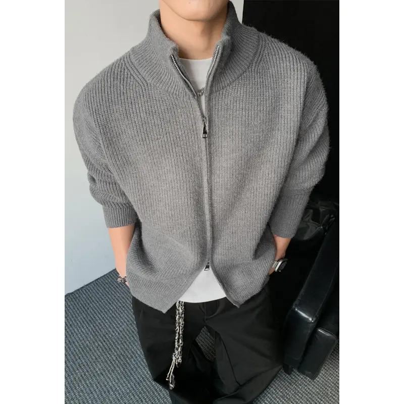 Herren Modischer Strickpullover mit Stehkragen Drune