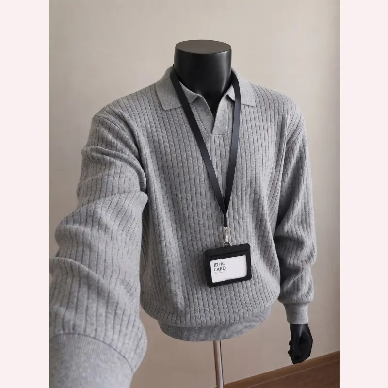 Herren Modischer Strickpullover mit V-Ausschnitt Drune