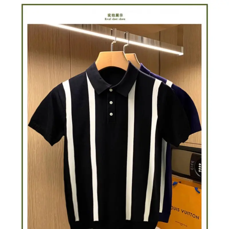 Herren Modisches Poloshirt mit Streifen Drune