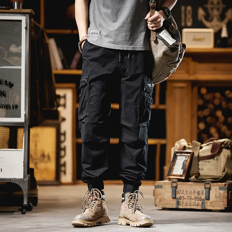 Herren Multifunktionale Cargo-Jogginghose mit D-Ringen, Reißverschluss‑Klappen und elastischen Bündchen Drune