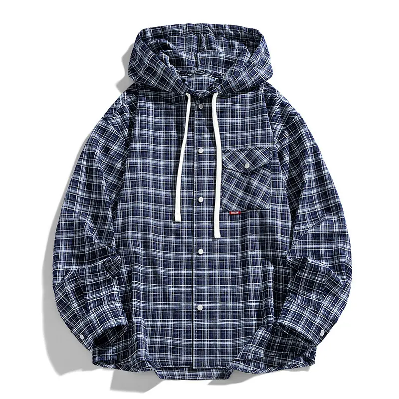 Herren Multifunktionale Kapuzenjacke aus Karo-Stoff Drune