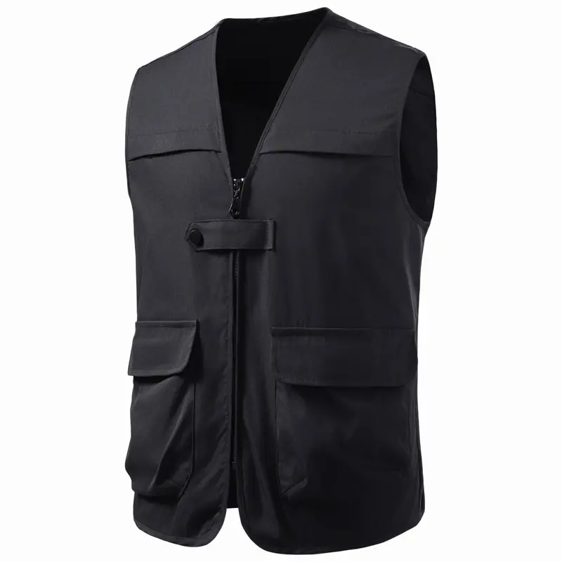 Herren Multifunktionale Utility-Weste mit Frontreißverschluss und Mehrfachtaschen Drune