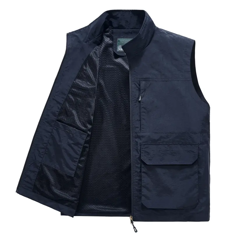 Herren Multifunktionale Utility‑Weste mit Mesh‑Futter, Reißverschluss & Mehrfachtaschen Drune