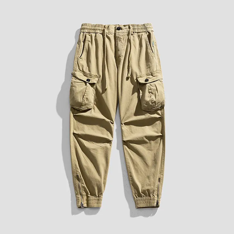 Herren Multifunktionale Zip‑Cargo‑Jogginghose mit Knieabnähern und elastischem Tunnelzugbund Drune