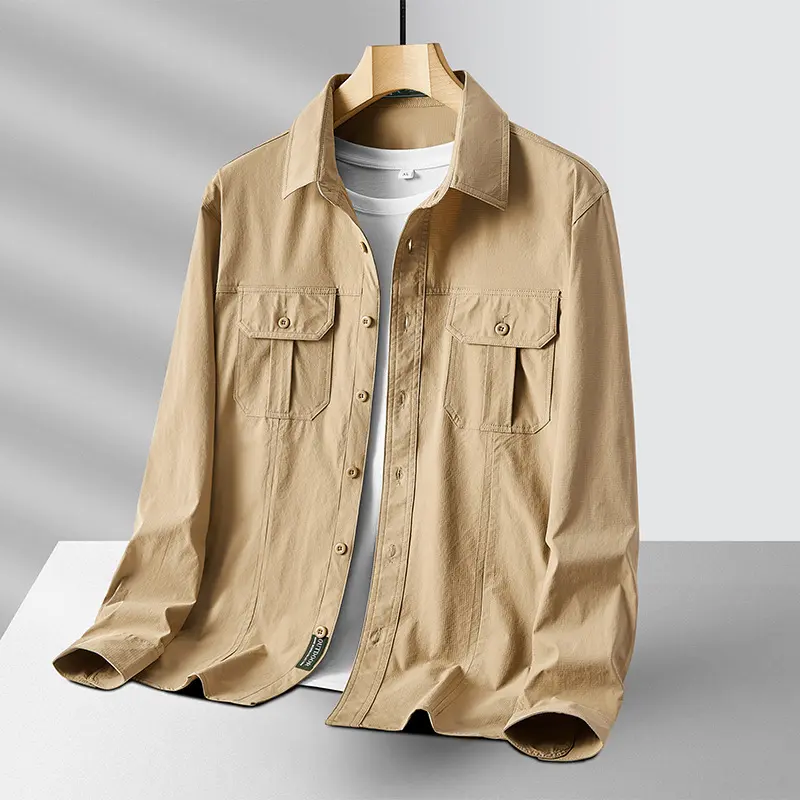 Herren Outdoor-Hemd mit Brustklappen, Ripstop-Gewebe und Regular-Fit Drune