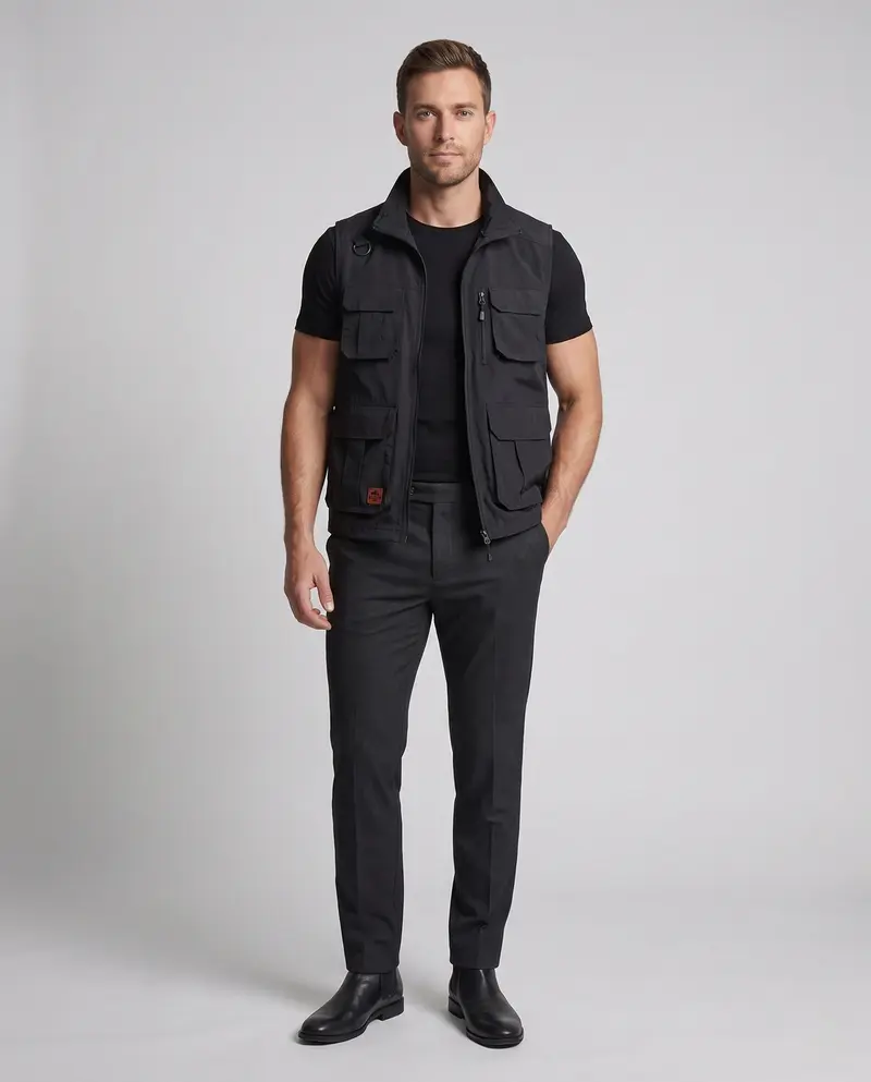 Herren Outdoor Utility Weste mit wärmendem Fleece-Futter, D-Ring und multifunktionalen Taschen