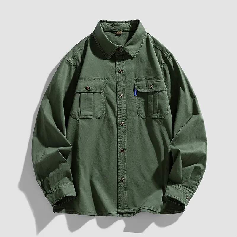 Herren Overshirt aus robustem Baumwoll-Twill mit Pattentaschen und durchgehender Knopfleiste Drune