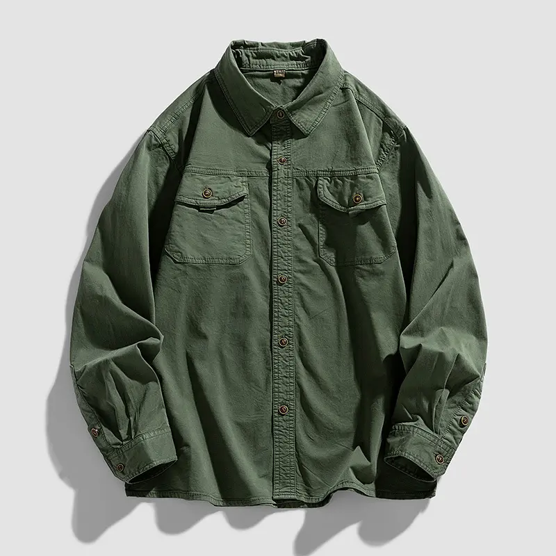 Herren Overshirt aus robustem Baumwoll‑Twill mit Pattentaschen und relaxed Fit Drune