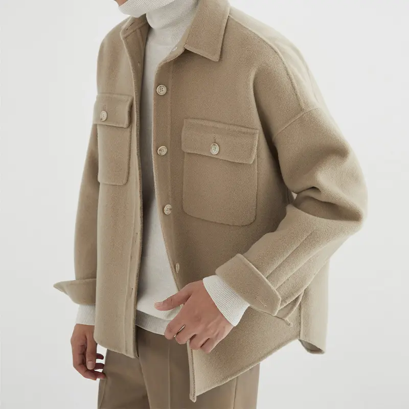 Herren Overshirt aus Wollmix mit überschnittener Schulter und aufgesetzten Brusttaschen Drune