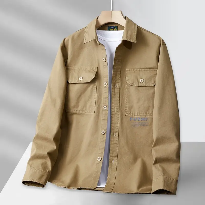 Herren Overshirt-Jacke im Utility-Stil mit Brusttaschen und Hemdkragen Drune