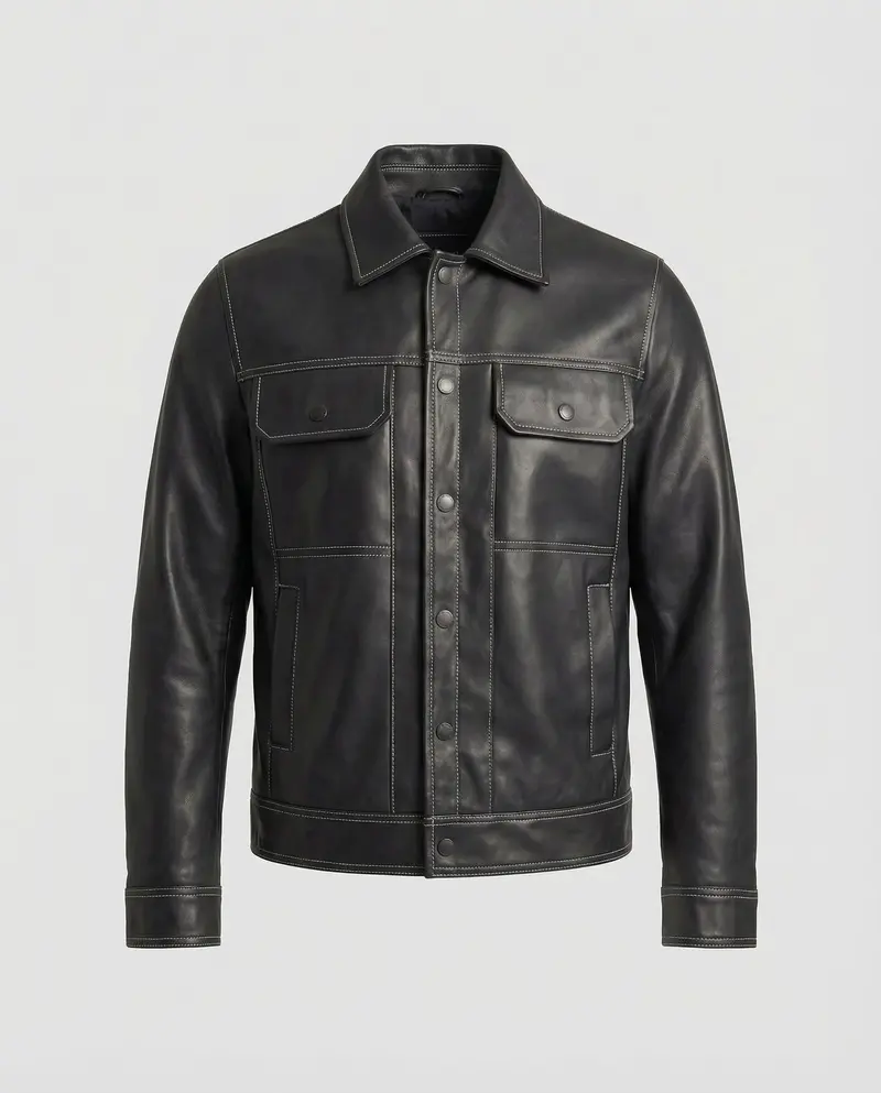 Herren Overshirt Jacke Lederlook