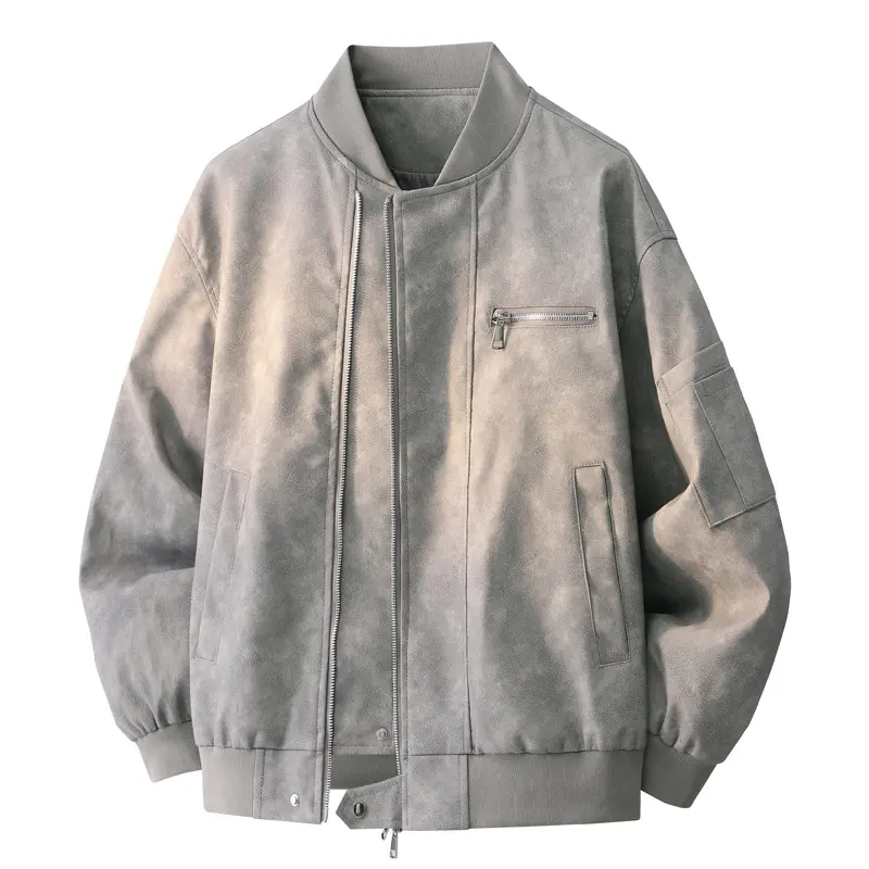 Herren Oversize Bomberjacke im Utility-Look mit Ärmeltasche, Rippbündchen & verdecktem Reißverschluss Drune