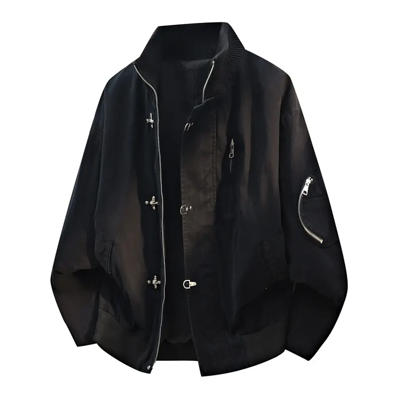 Herren Oversize Bomberjacke im Utility-Look mit Stehkragen, Mehrfach-Reißverschlüssen & Ärmeltasche Drune