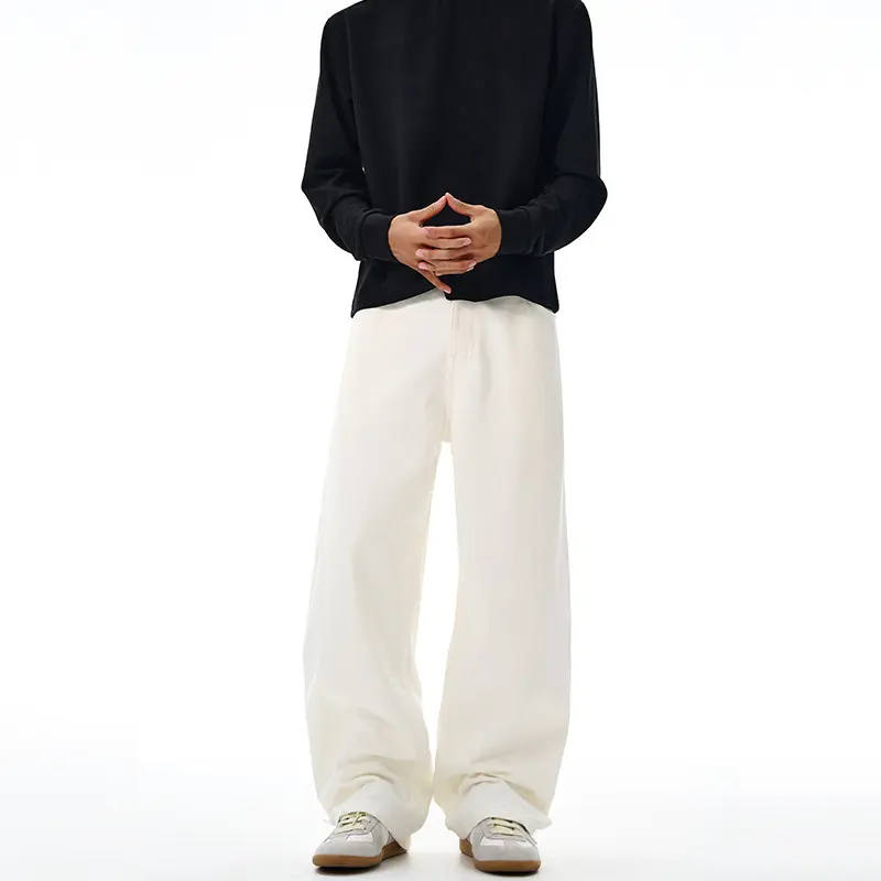 Herren Oversize-Canvas-Hose mit tiefem Schritt und fließender Weite Drune