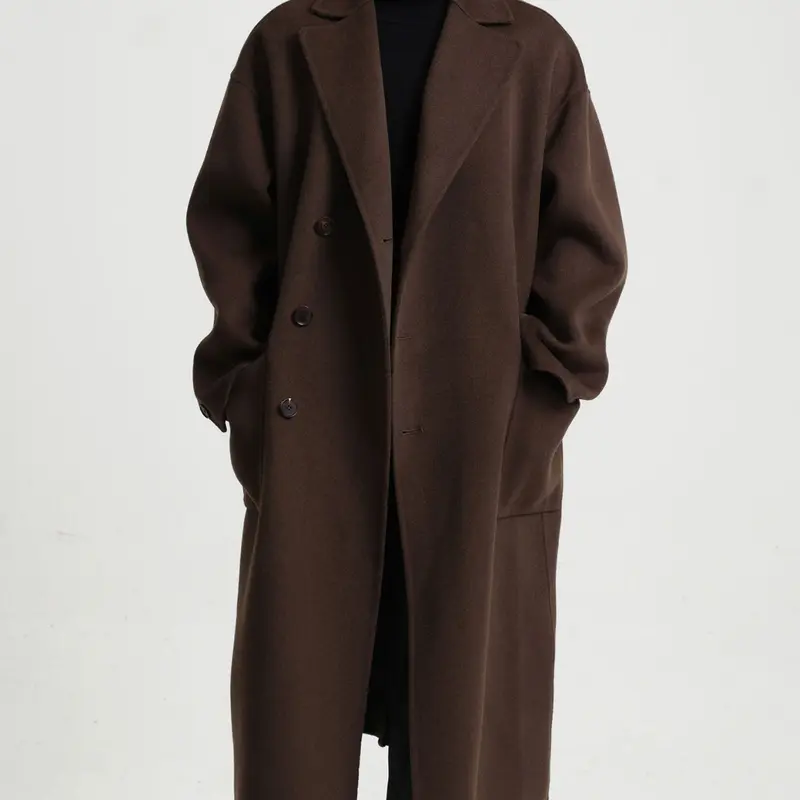 Herren Oversize Doppelreiher Wollmantel mit weitem Schnitt und klassischem Revers Drune