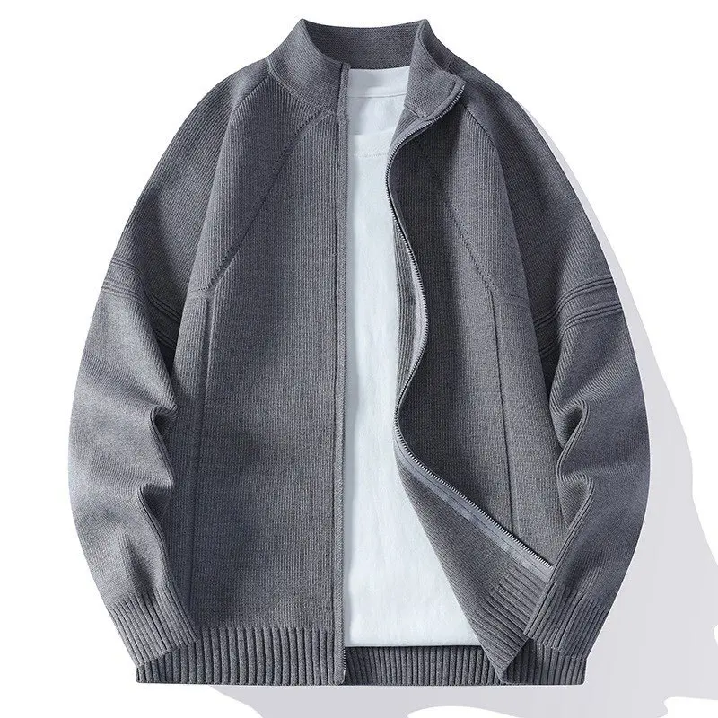 Herren Oversize Feinstrick-Zipjacke mit Stehkragen, Raglanärmeln und gerippten Abschlüssen Drune