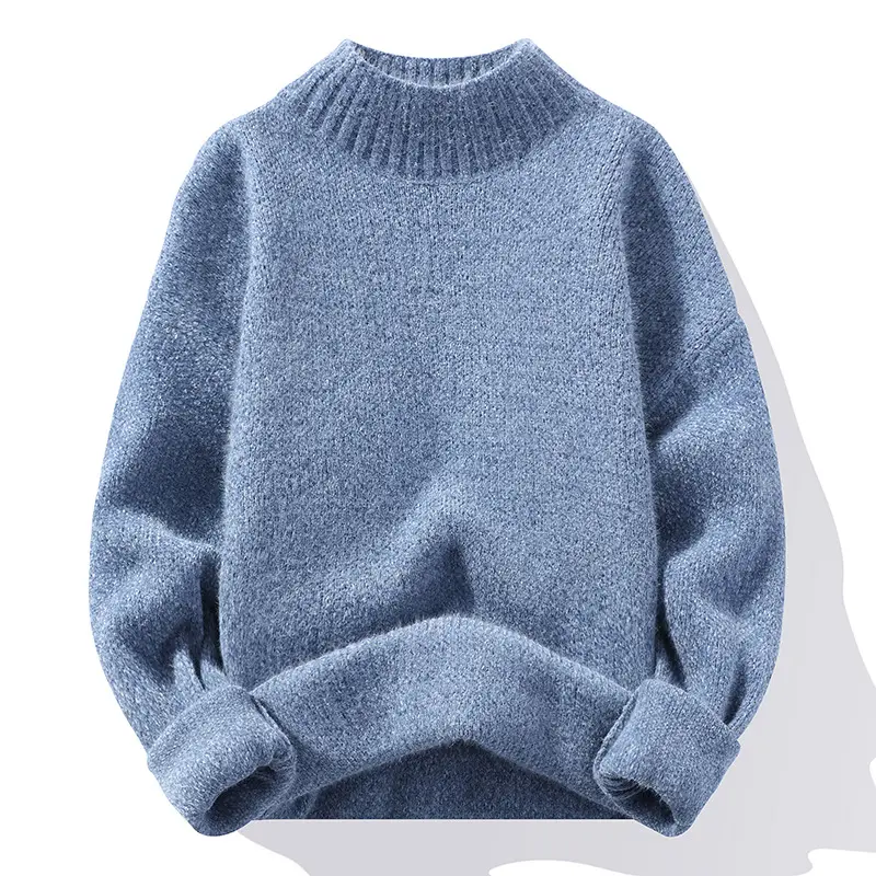 Herren Oversize-Feinstrickpullover mit hohem geripptem Kragen und melierter Struktur Drune