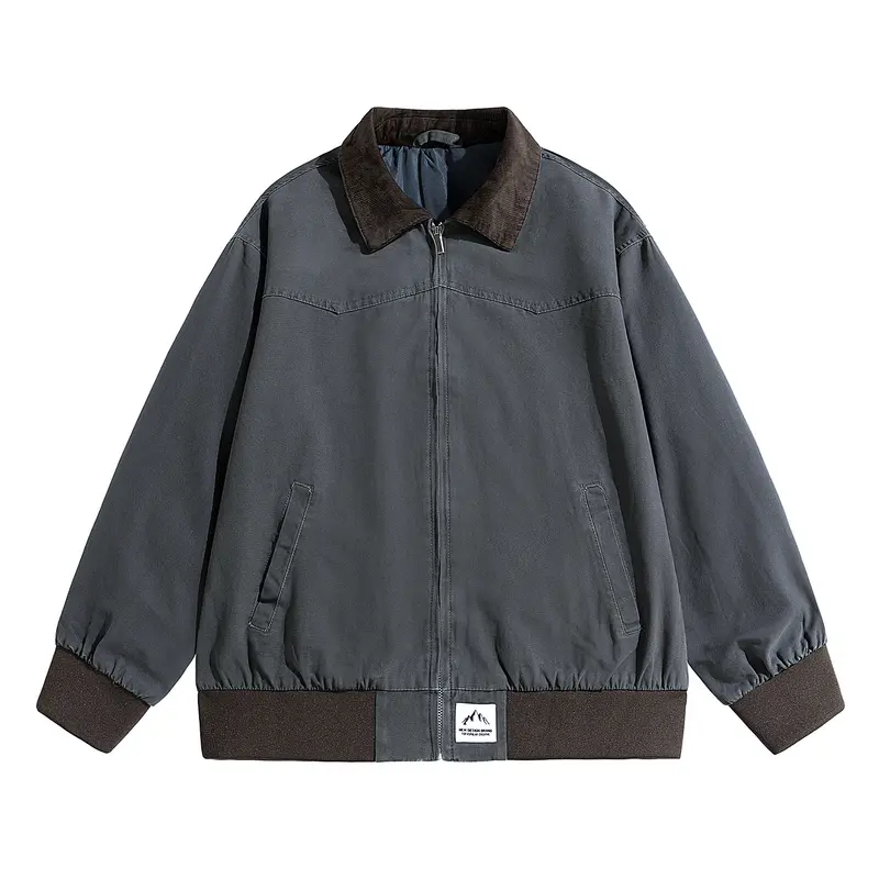 Herren Oversize-Field-Bomberjacke mit Cordkragen, elastischem Saum & verdecktem Reißverschluss Drune