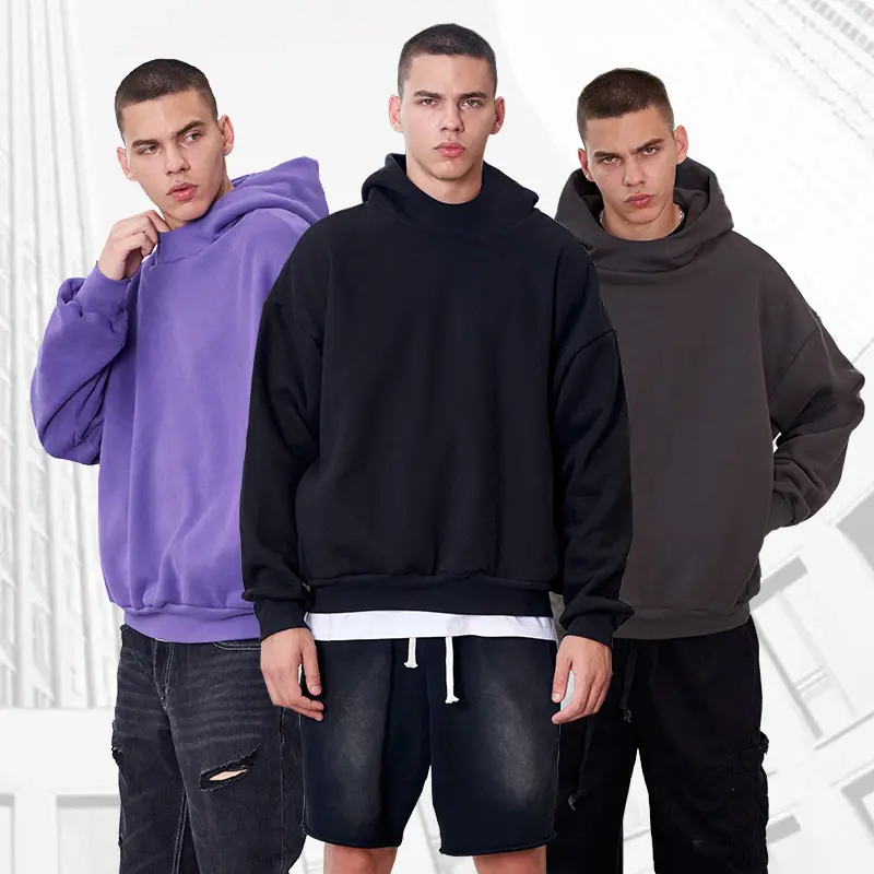 Herren Oversize Kapuzenpullover aus schwerer French-Terry mit Raglanärmeln Drune