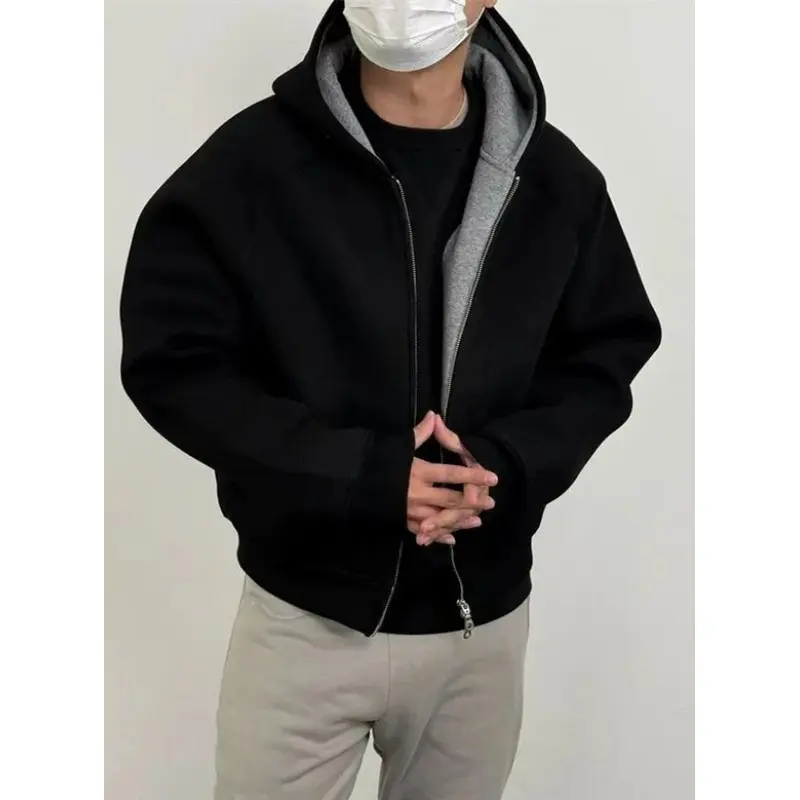 Herren Oversize-Kapuzensweatjacke aus schwerem French-Terry mit Zwei-Wege-Reißverschluss Drune