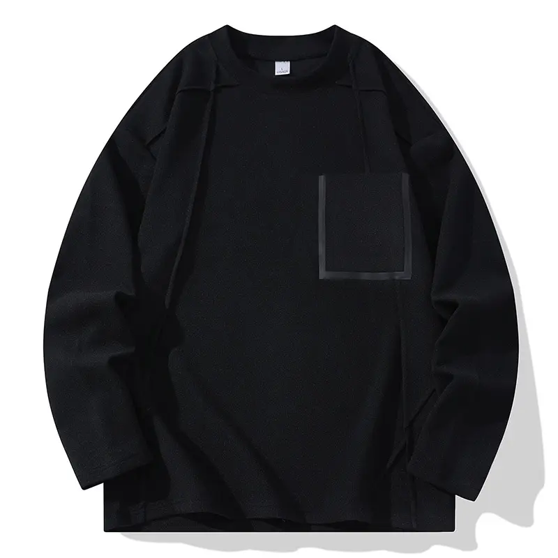 Herren Oversize-Langarmshirt aus strukturierter Baumwollmischung mit Brusttaschen-Detail Drune
