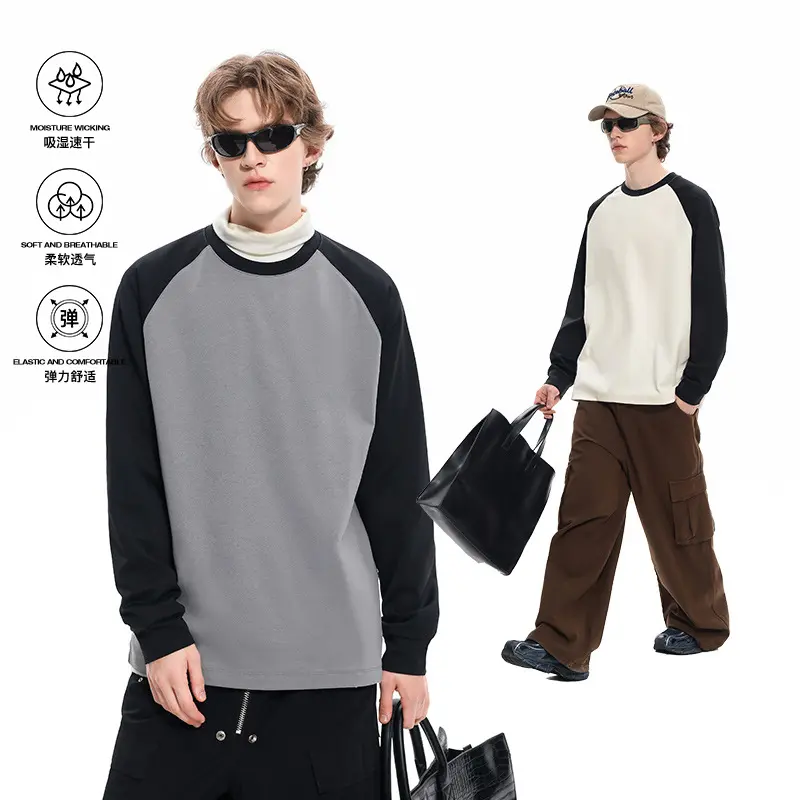 Herren Oversize Raglan-Sweatshirt mit Colourblocking und gerippten Bündchen Drune