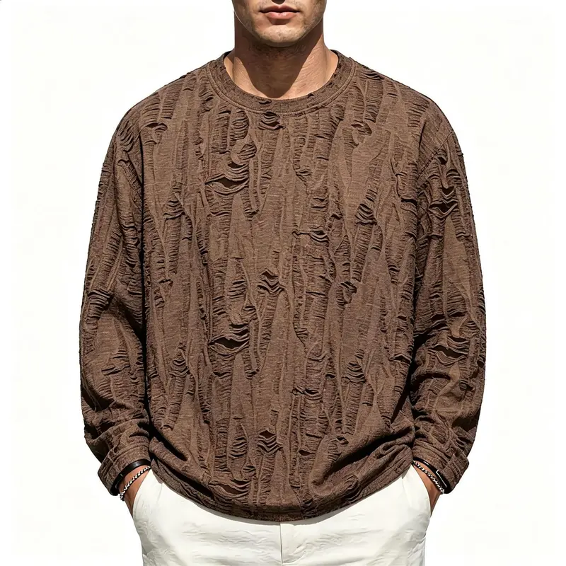 Herren Oversize-Sweatshirt mit ausgefranstem Look und strukturierter Rippoptik Drune