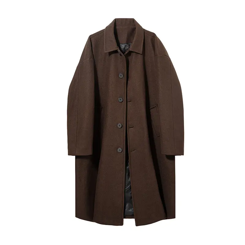 Herren Oversize Wollmantel mit gesteppter Innenfütterung und klassischem Reverskragen Drune