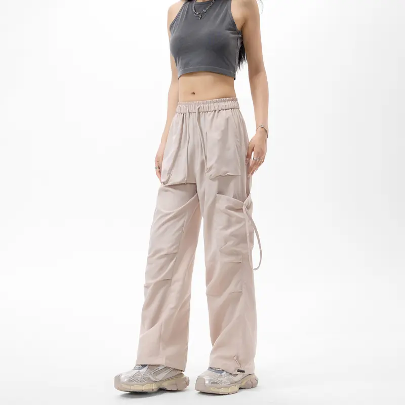 Herren Oversized Cargo‑Bundhose im Baggy‑Utility‑Cut mit Elastikbund, Klapptaschen und verstellbaren Saumabschlüssen Drune