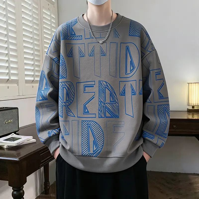 Herren Oversized-Sweatshirt mit großflächigem Lettering-Print und geripptem Saum Drune