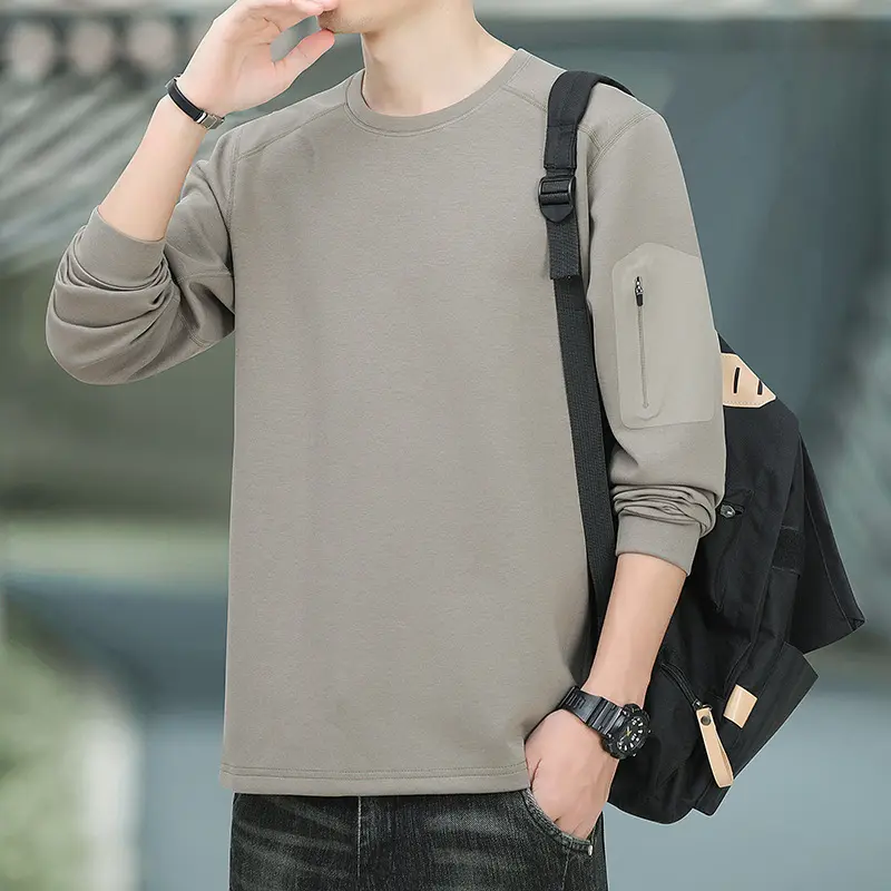 Herren Oversized Sweatshirt mit kontrastierenden Seitentaschen und weichem Fleecefutter Drune