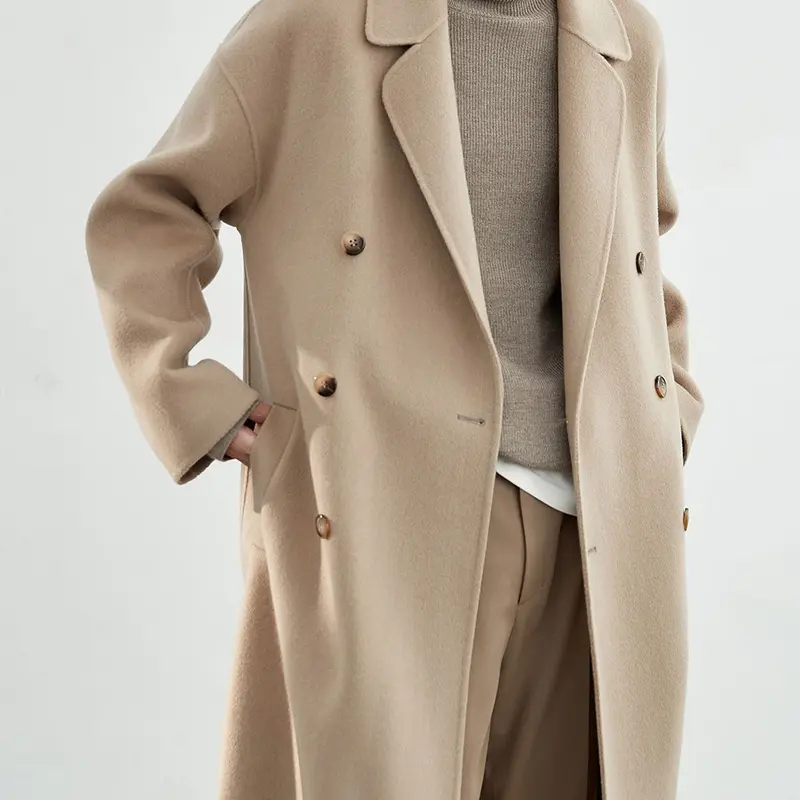 Herren Oversized Wollmantel mit Doppelreiher und Reverskragen Drune