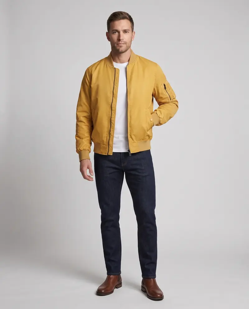 Herren Pilot Style Flug-Bomberjacke mit Armfach und Rippbündchen Drune