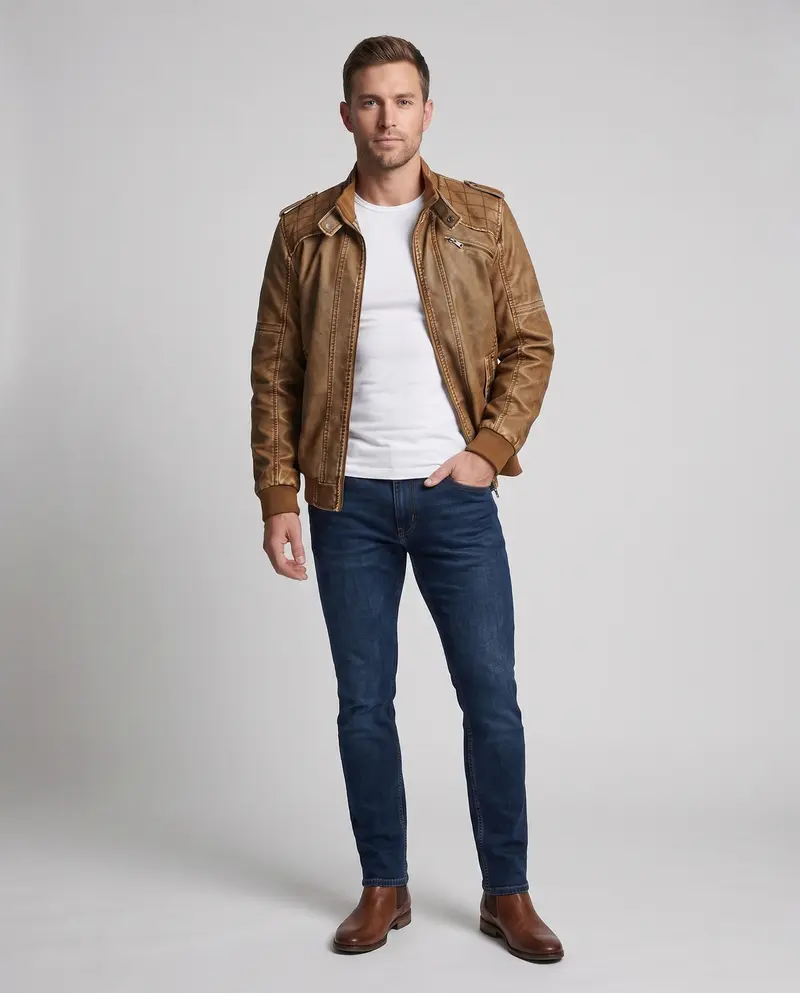 Herren Piloten-Canvas-Jacke mit gesteppter Schulterpartie, Schulterklappen und Reißverschlusstaschen Drune