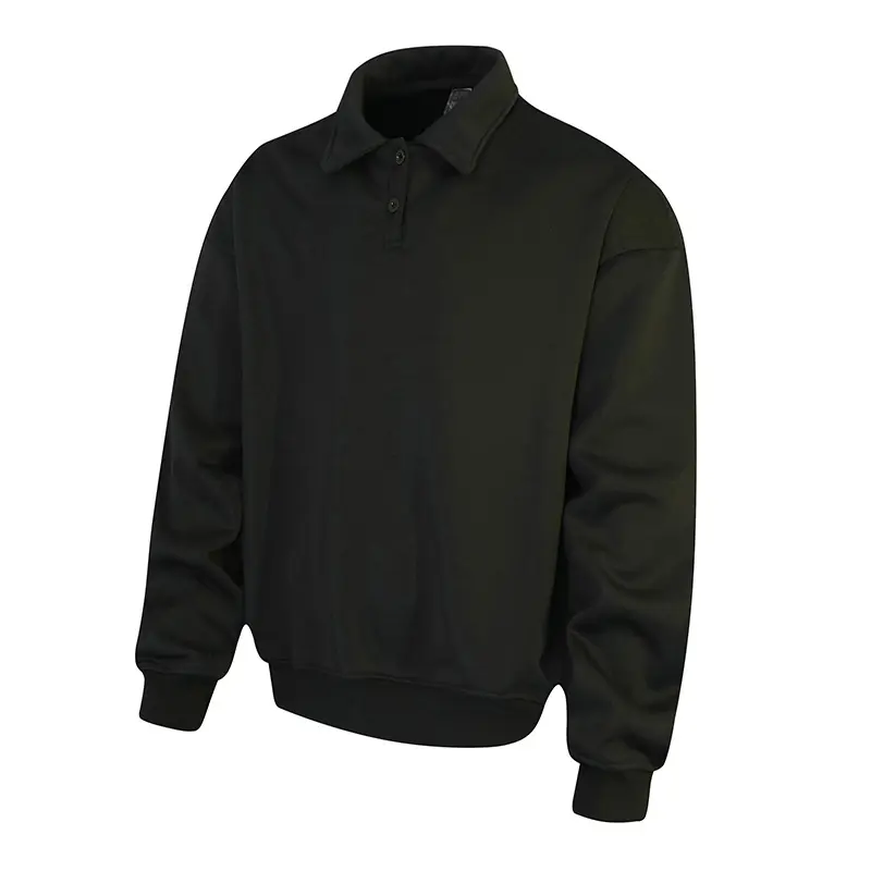 Herren Polo‑Sweatshirt im Oversize‑Relaxed‑Fit mit Rippbündchen und Knopfleiste Drune