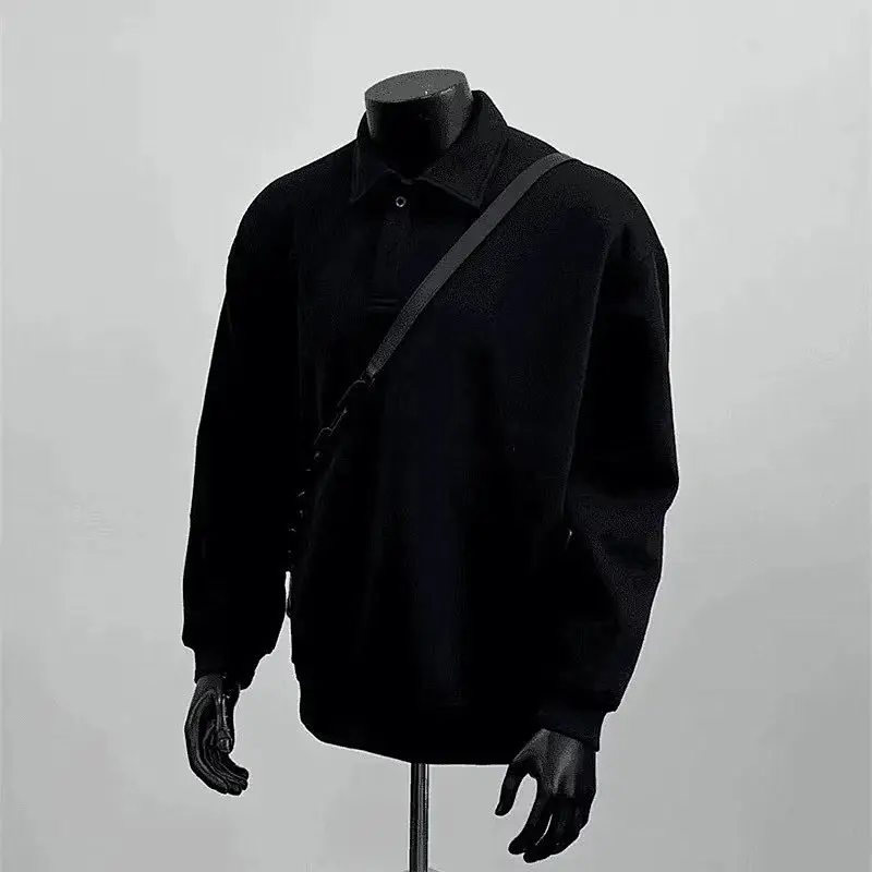 Herren Poloshirt-Sweatshirt mit Hemdkragen und Oversize-Schnitt Drune