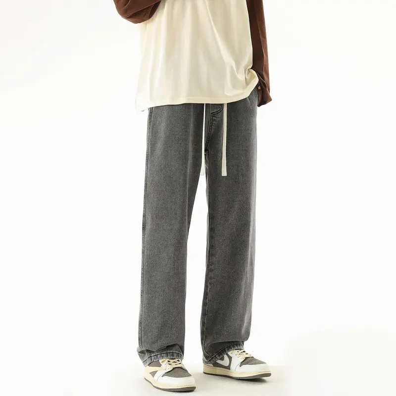 Herren Relaxed-Fit Denim-Jogginghose mit elastischem Tunnelzugbund und geradem Bein Drune