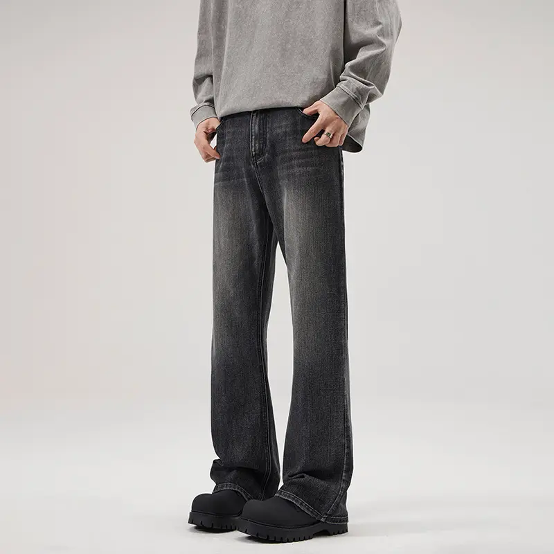 Herren Relaxed-Straight Denim-Jeans mit extra langem Saum und Vintage-Finish Drune