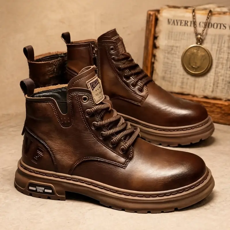 Herren Robuste Leder Stiefel Drune