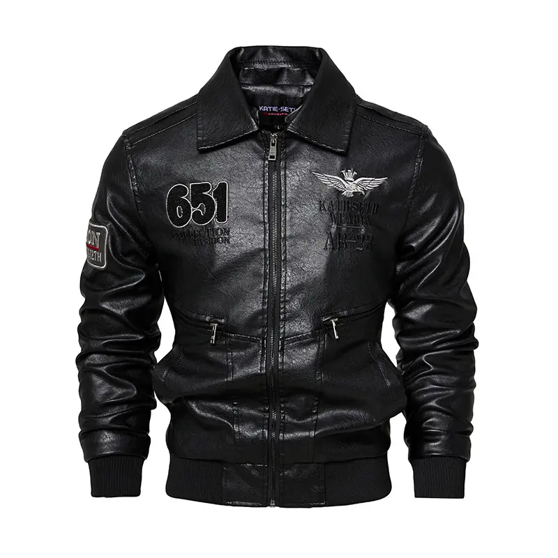 Herren Robuste Lederjacke mit abnehmbarem Teddykragen Drune