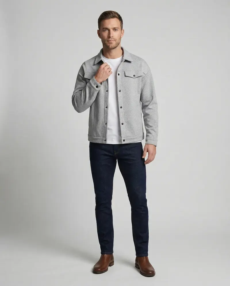 Herren Robustes Wollmischungs-Overshirt-Jacke