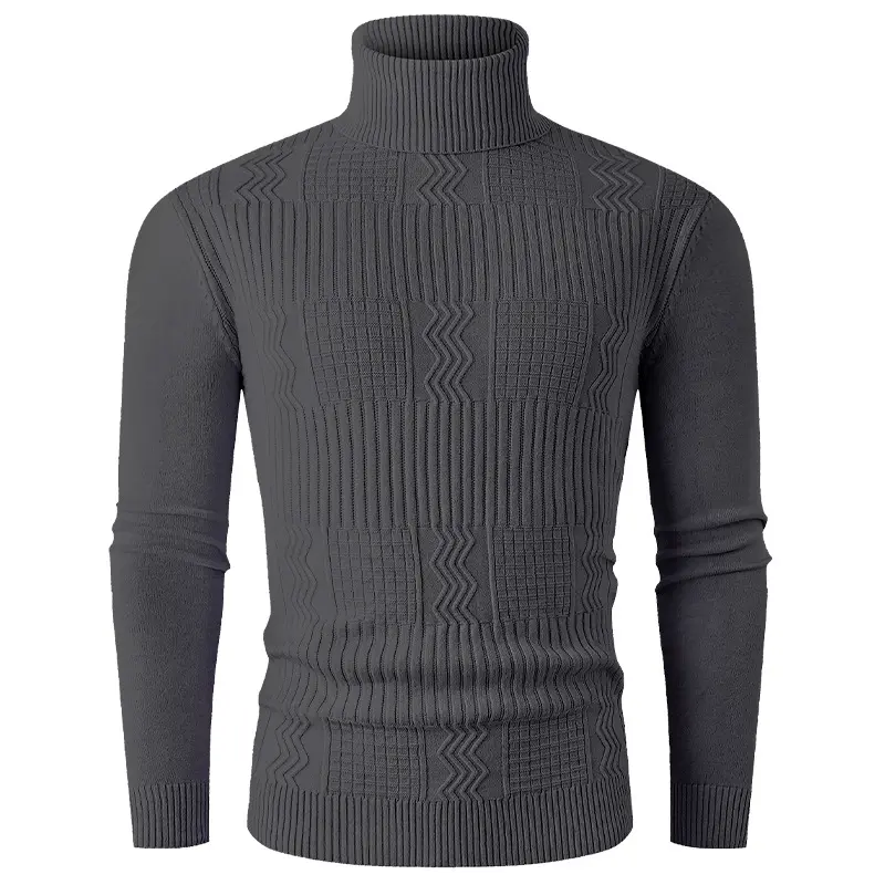 Herren Rollkragenpullover aus Feinstrick mit strukturiertem Jacquardmuster und tailliertem Schnitt Drune