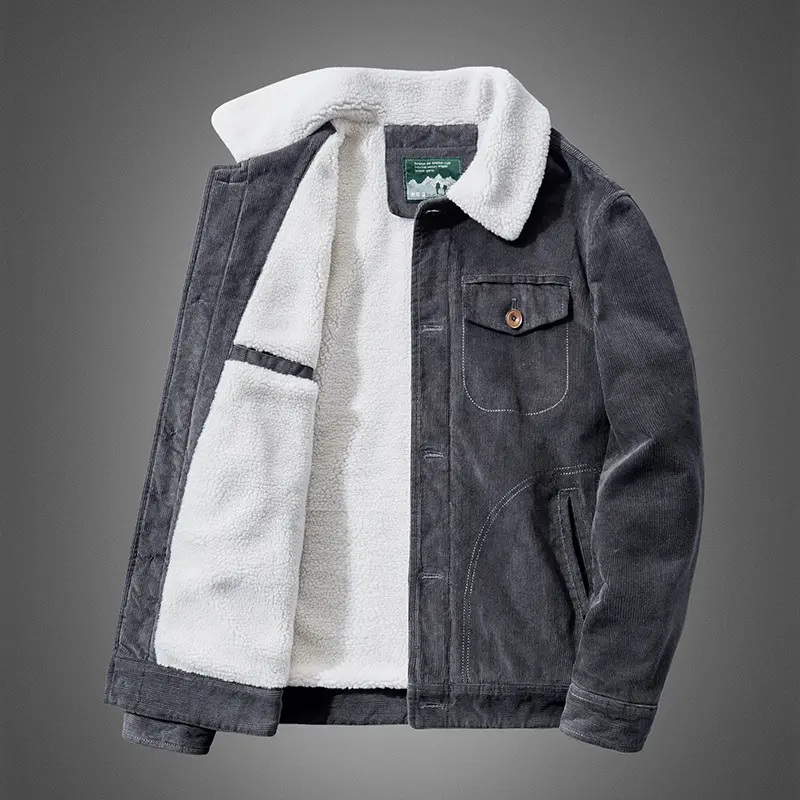 Herren Rustikale Cordjacke mit Teddyfutter Drune