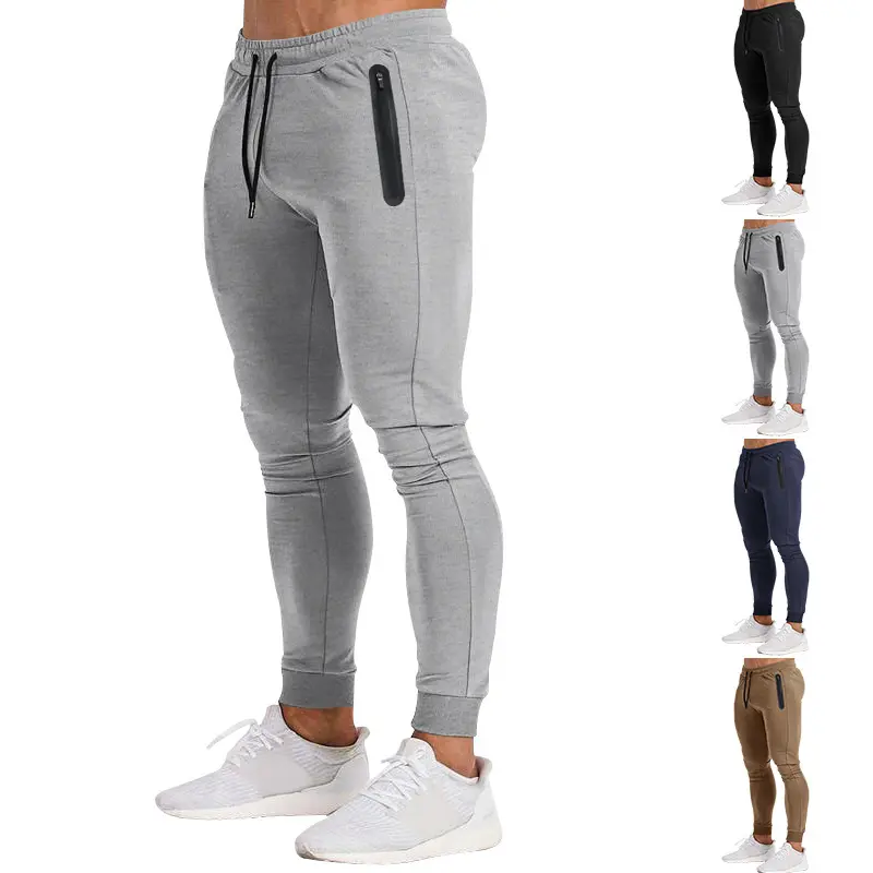Herren schmal geschnittene Jogginghose mit Reißverschlusstaschen und Kordelzug Drune